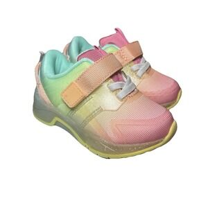 Cat Jack Sneaker Shoes Toddler Girls 6 Pink Light Up Pastel Strap Elastic Laces